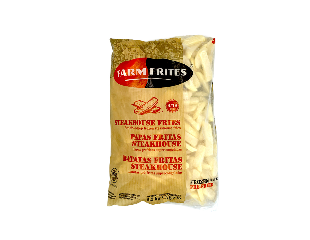 BATATA PALITO CONGELADA PRÉ FRITA 9 X 18 MM STEAKHOUSE FARM FRITES 2,5 KG (CX 5 PCT)